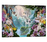 Posterlounge La cascade des licornes Tableau en verre acrylique de Garry Walton 40 x 30 cm Tableaux Décoration murale