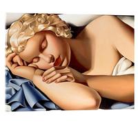 Posterlounge La Dormeuse Tableau en verre acrylique | 130 x 100 cm de Tamara de Lempicka Bleu Tableaux Décoration murale