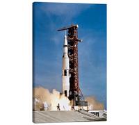 Posterlounge La fusée Apollo 11 décollant du centre spatial Kennedy Tableau sur toile de NASA 20 x 30 cm Tableaux Décoration murale
