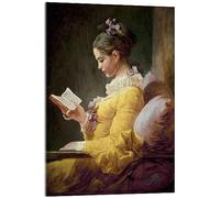 Posterlounge La Liseuse Tableau en verre acrylique de Jean-Honoré Fragonard 100 x 130 cm Marron Tableaux Décoration murale