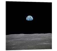 Posterlounge La Terre vue depuis la Lune, Apollo 11 Tableau en verre acrylique de NASA 50 x 50 cm Noir Tableaux Décoration murale
