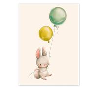 Posterlounge Lapin avec des ballons Poster de Eve Farb 30 x 40 cm Tableaux Décoration murale