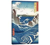 Posterlounge Le tourbillon de Naruto, île d'Awaji Tableau sur toile | 60 x 90 cm de Utagawa Hiroshige Bleu Tableaux Décoration murale