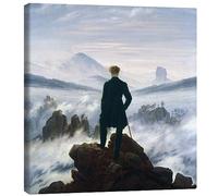 Posterlounge Le Voyageur contemplant une mer de nuages Tableau sur toile de Caspar David Friedrich 40 x 40 cm Bleu Tableaux Décoration murale