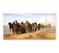 Posterlounge Les Bateliers de la Volga Poster | 100 x 50 cm de Ilya Efimovich Repin Beige Tableaux Décoration murale