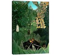 Posterlounge Les Joyeux Farceurs Tableau sur toile | 30 x 40 cm de Henri Rousseau Vert Tableaux Décoration murale