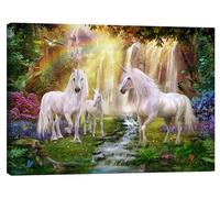 Posterlounge Licornes près d'une cascade Tableau sur toile de Jan Patrik Krasny 130 x 100 cm Tableaux Décoration murale