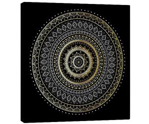 Posterlounge Mandala doré et argenté Tableau sur toile 20 x 20 cm Noir Tableaux Décoration murale