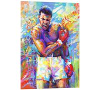 Posterlounge Mohamed Ali Tableau en verre acrylique de Leon Devenice 100 x 130 cm Déco colorée Tableaux Décoration murale