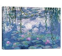 Posterlounge Nymphéas Tableau sur toile de Claude Monet 70 x 50 cm Bleu Tableaux Décoration murale