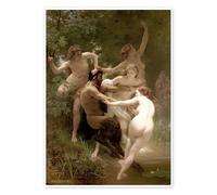 Posterlounge Nymphes et satyre Poster de William Adolphe Bouguereau 70 x 90 cm Marron Tableaux Décoration murale