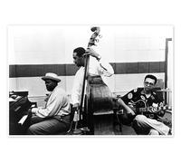 Posterlounge Oscar Peterson Trio - Peterson, Brown, Kessel Poster | 60 x 40 cm Noir et blanc Tableaux Décoration murale