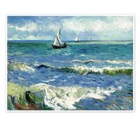 Posterlounge Paysage marin, Les Saintes-Maries-de-la-Mer Poster | 90 x 70 cm de Vincent van Gogh Bleu Tableaux Décoration murale