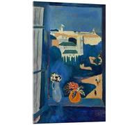 Posterlounge Paysage vu d’une fenêtre en Tanger, 1912 Tableau en verre acrylique de Henri Matisse 14 x 21 cm Bleu Tableaux Décoration murale