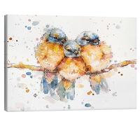 Posterlounge Petits oiseaux bleus Tableau sur toile | 120 x 90 cm de Sillier Than Sally Tableaux Décoration murale
