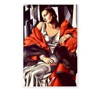 Posterlounge Portrait de Madame Boucard Poster de Tamara de Lempicka 80 x 120 cm Rouge Tableaux Décoration murale