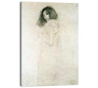 Posterlounge Portrait d'une jeune femme Tableau sur toile de Gustav Klimt 30 x 40 cm Beige Tableaux Décoration murale