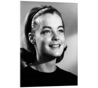 Posterlounge Romy Schneider Smiling Tableau en verre acrylique | 30 x 40 cm Noir et blanc Tableaux Décoration murale