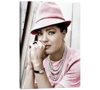Posterlounge Romy Schneider with Hat II Tableau sur toile | 90 x 120 cm Déco pastel Tableaux Décoration murale