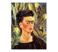 Posterlounge Self-portrait with Bonito, 1941 Poster | 30 x 40 cm de Frida Kahlo Vert Tableaux Décoration murale