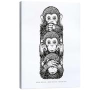 Posterlounge Speak no evil - Hear no evil - See no evil I Tableau sur toile 50 x 70 cm Noir et blanc Tableaux Décoration murale
