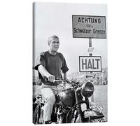 Posterlounge Steve McQueen dans La Grande Évasion Tableau sur toile | 40 x 60 cm de Celebrity Collection Noir et blanc Tableaux Décoration murale