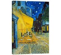 Posterlounge Terrasse du café le soir Tableau sur toile de Vincent van Gogh 30 x 40 cm Bleu Tableaux Décoration murale