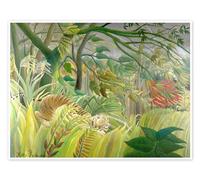 Posterlounge Tigre dans une tempête tropicale Poster | 70 x 50 cm de Henri Rousseau Vert Tableaux Décoration murale