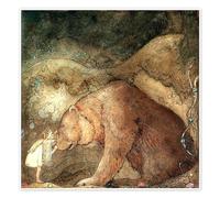 Posterlounge Un bisou sur le museau de l'ours Poster | 50 x 50 cm de John Bauer Marron Tableaux Décoration murale