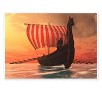 Posterlounge Une chaloupe viking navigue vers de nouveaux rivages Poster
