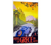 Posterlounge Visitez la Grèce en auto Tableau en verre acrylique