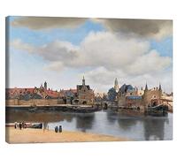 Posterlounge Vue de Delft Tableau sur toile de Jan Vermeer 70 x 50 cm Tableaux Décoration murale