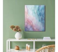 Posters Art Mural Aquarelle Feuille D'Or, Tableau Décoration Murale Encre Dégradée, Affiches Murale Esthétique Bleu Rose pour Chambre Salon Salle de Bain, 70x100cm Sans Cadre