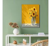 Posters Art Mural Nature Morte Florale, Tableau Décoration Murale Tournesols À Ombre Légère, Affiches Murale Esthétique Jaune pour Chambre Salon Salle de Bain, 40x50cm Sans Cadre