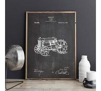 Posters,Brevet De Tracteur,Oeuvre De Ferme,Affiche D'Art De Mur De Toile De Fermier,Décor De Chambre, Impression,Plan,Idée Cadeau, Décorations Murales,Pour Les Murs De Chambre À Coucher Adult_50X70Cm