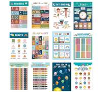 Posters Éducatifs,Décor Mural pour Classe et Chambre de Jeu - Lettres Chiffres Heures 12 Pièces pour Maison Voyage École Maternelle