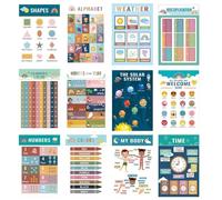 Posters éducatifs préscolaires, affiches didactiques scolaires | Lettres chiffres 12 pièces tableaux de temps pour la maison fille développer ses compétences enfant école maternelle