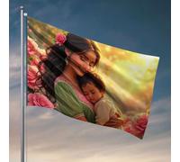 Posters For College Dorm A Woman Hold Her Sleeping Child Amidst A Backdrop Of Pink Roses. Drapeau Country Decor Funny Room Decor (152 x 244 cm)