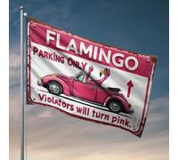 Posters For College Dorm Flamingo Parking Sign : Respect Or Turn Pink! Drapeau Accessoires de bureau pour homme Décoration de chambre amusante (60 x 90 cm)