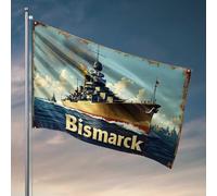 Posters For College Dorm Grand Naval Expedition: The Mighty Bismarck Domine The Seas Flag Accessoires de bureau pour homme Décoration de chambre amusante (152 x 244 cm)