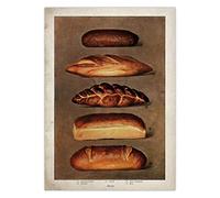 Posters Impressions,Vintage Pain Alimentaire Affiche Cuisine Boulangerie Épicier Pain Au Four Pain Illustration Wall Art Français Antique Toile Impression Photo Affiches Et Impressions - 50X70Cm