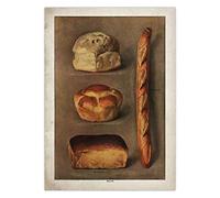 Posters Impressions,Vintage Pain Alimentaire Affiche Cuisine Boulangerie Épicier Pain Au Four Pain Illustration Wall Art Français Antique Toile Impression Photo Affiches Et Impressions - 50X70Cm