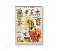 Posters La Vie des Abeilles Affiche Ancienne Vintage Naturel Affiche Toile Impression Insectes Miel Abeille Toile Peinture Décoration Murale Abeille Diagramme Affiches Vogue Vintage - 50X70Cm