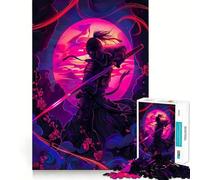 Posters Ninja Neon Puzzles 1000 Pièces pour Adolescents Améliorent la Mémoire Loisirs Faciles Découpe Ferme Décoration Murale (50x75cm)