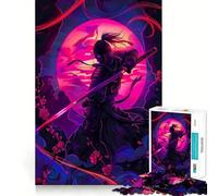 Posters Ninja Neon Puzzles 1000 pièces pour Adolescents, Jeu de logique et de Train, Anti-Stress, découpe Lisse, Cadeau mémorable (38x26cm)