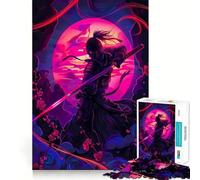 Posters Ninja Neon Puzzles 1000 Pièces pour Adultes Puzzle Détente Doux Image à Assembler Article Vœux du Père Noël (38x52cm)