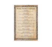 Posters Poster neuf vertus vikings vintage inspirant noble, poster moral ou éthique sur toile pour chambre - Affiches esthétiques sur toile - Décoration murale - Peintures pour Li