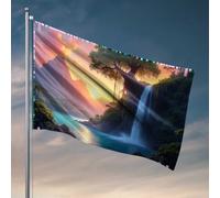 Posters pour dortoir universitaire Forêt enchantée au coucher du soleil Drapeau Gym Drapeau Man Cabe Decor (60 x 90 cm)