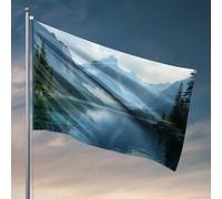 Posters pour dortoir universitaire Lac serein au milieu des montagnes majestueuses Drapeau Gym Drapeau Man Cabe Decor (120 x 180 cm)