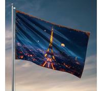 Posters pour dortoir universitaire Paris Nuits : Tour Eiffel Drapeau illuminé Accessoires de bureau pour homme Décoration de chambre amusante (30 x 45 cm)